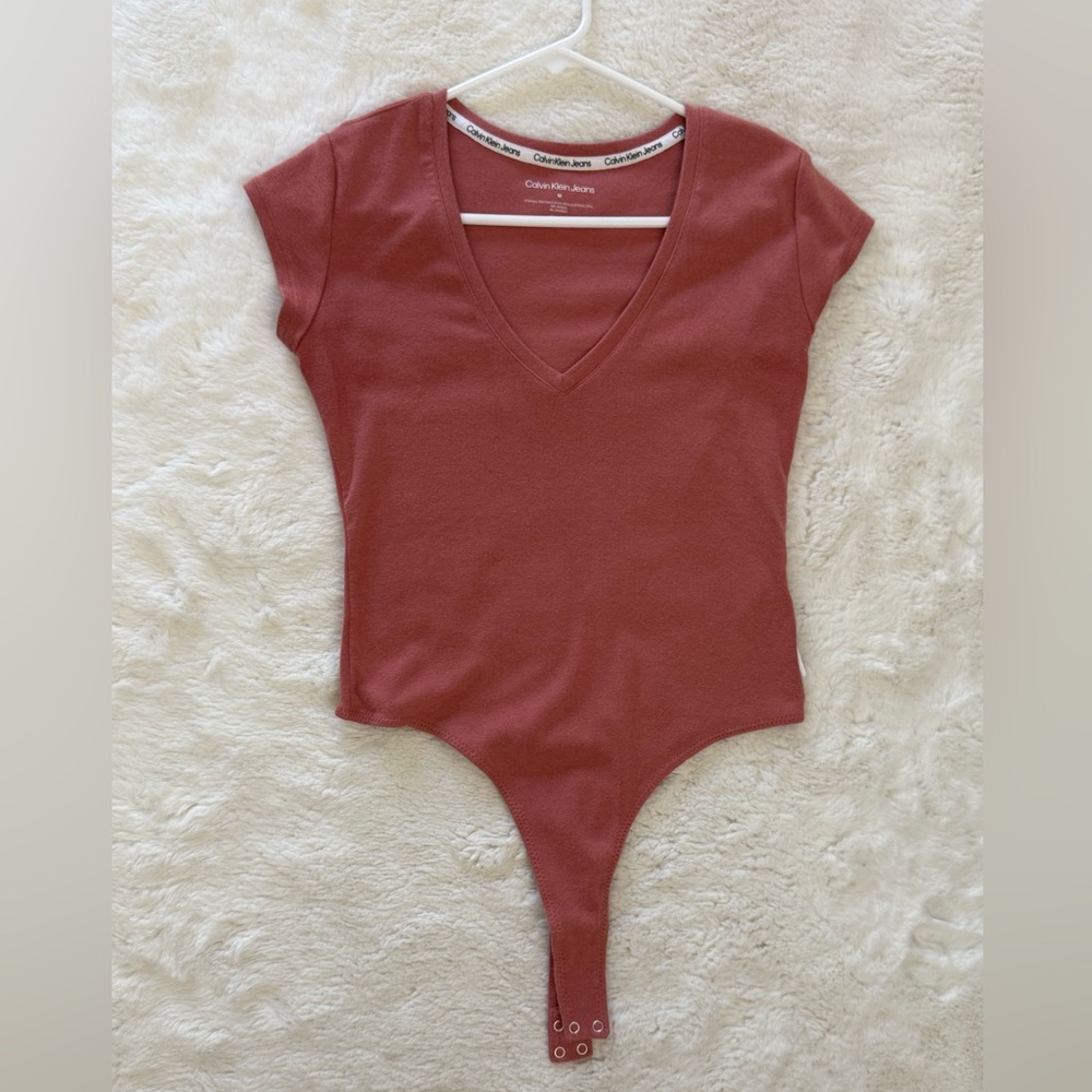 Calvin Klein Rust V-Neck Bodysuit